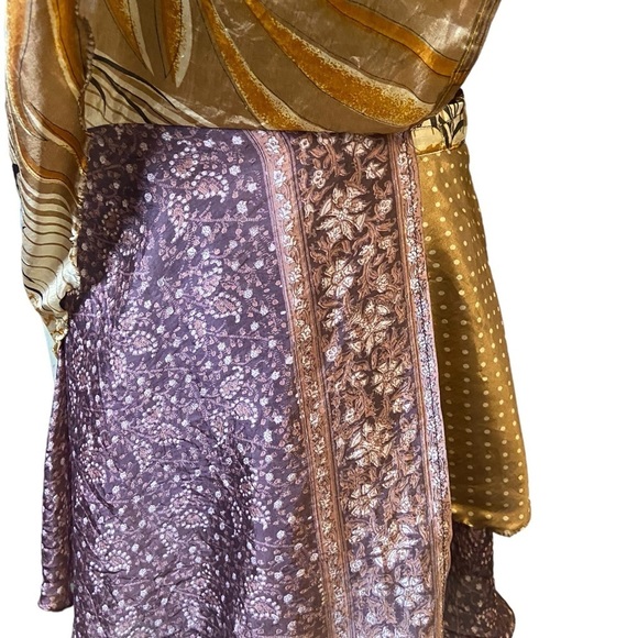 Kariza Designs Gold Purple Silk Reversible Wrap Skirt - Picture 10 of 16